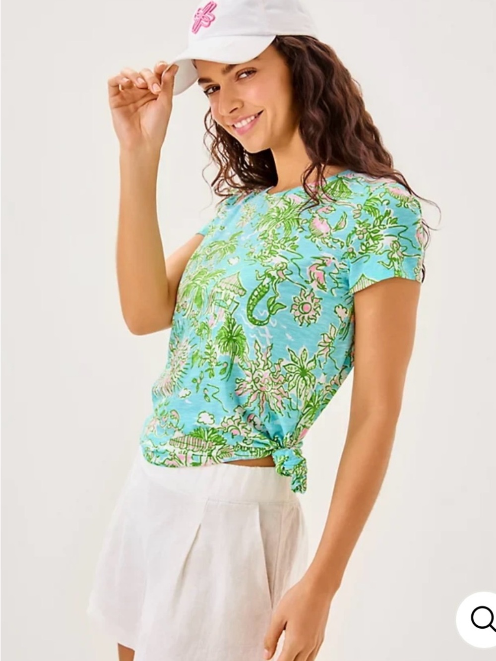 NWT Lilly Pulitzer Etta Scoop Neck Top Fresh Water Blue Sunbathers Bliss Sz L